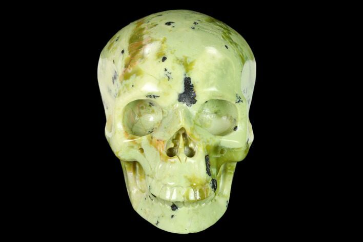 Realistic, Polished Yellow Turquoise Jasper Skull - Magnetic #151111